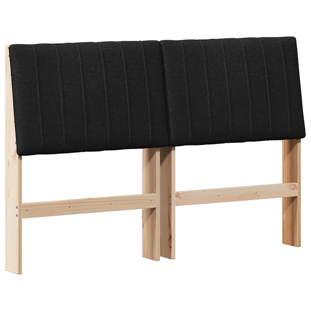 Tapecirani uzglavlje Crna 140 cm Čvrsto borovo drvo