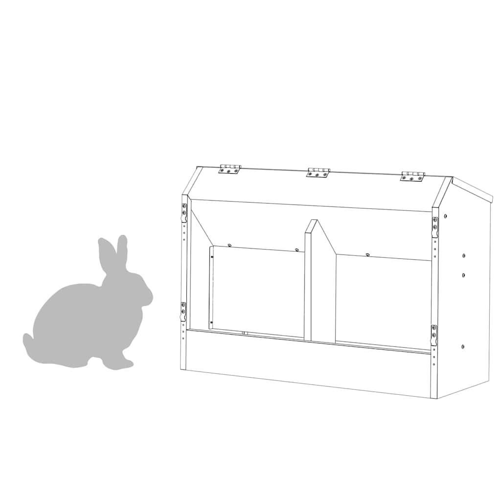 Hranilica za zečeve Srebrno 64.5 x 25.5 x 45.5 cm Cinkani čelik