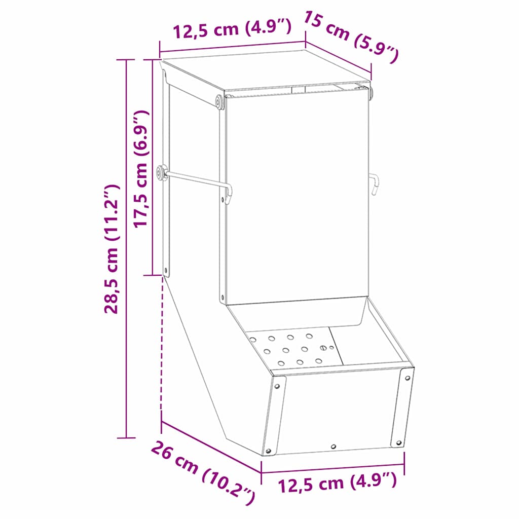 Hranilica za zečeve Maslinasto zelena 12,5 x 26 x 28,5 cm