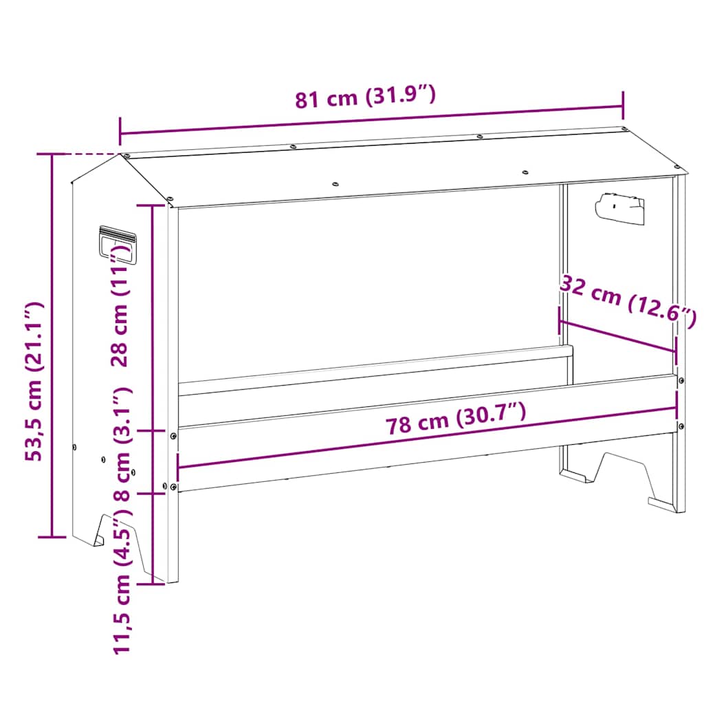 Hranilica za kokoške Crna 81 x 32 x 53,5 cm