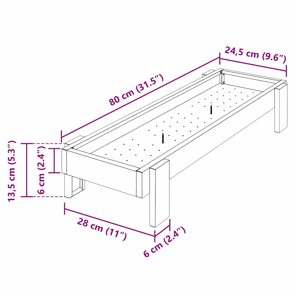 Hranilica za kokoške Srebrno 80 x 28 x 13.5 cm Cinkani čelik