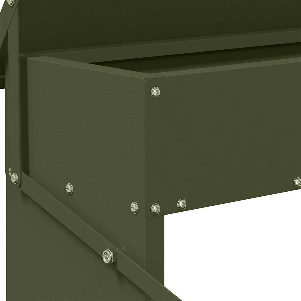 Feeder s nogom za piliće Maslinasto zelena 48,5 x 39,5 x 19 cm