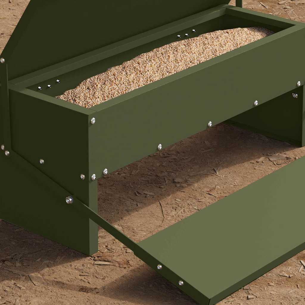 Feeder s nogom za piliće Maslinasto zelena 48,5 x 39,5 x 19 cm