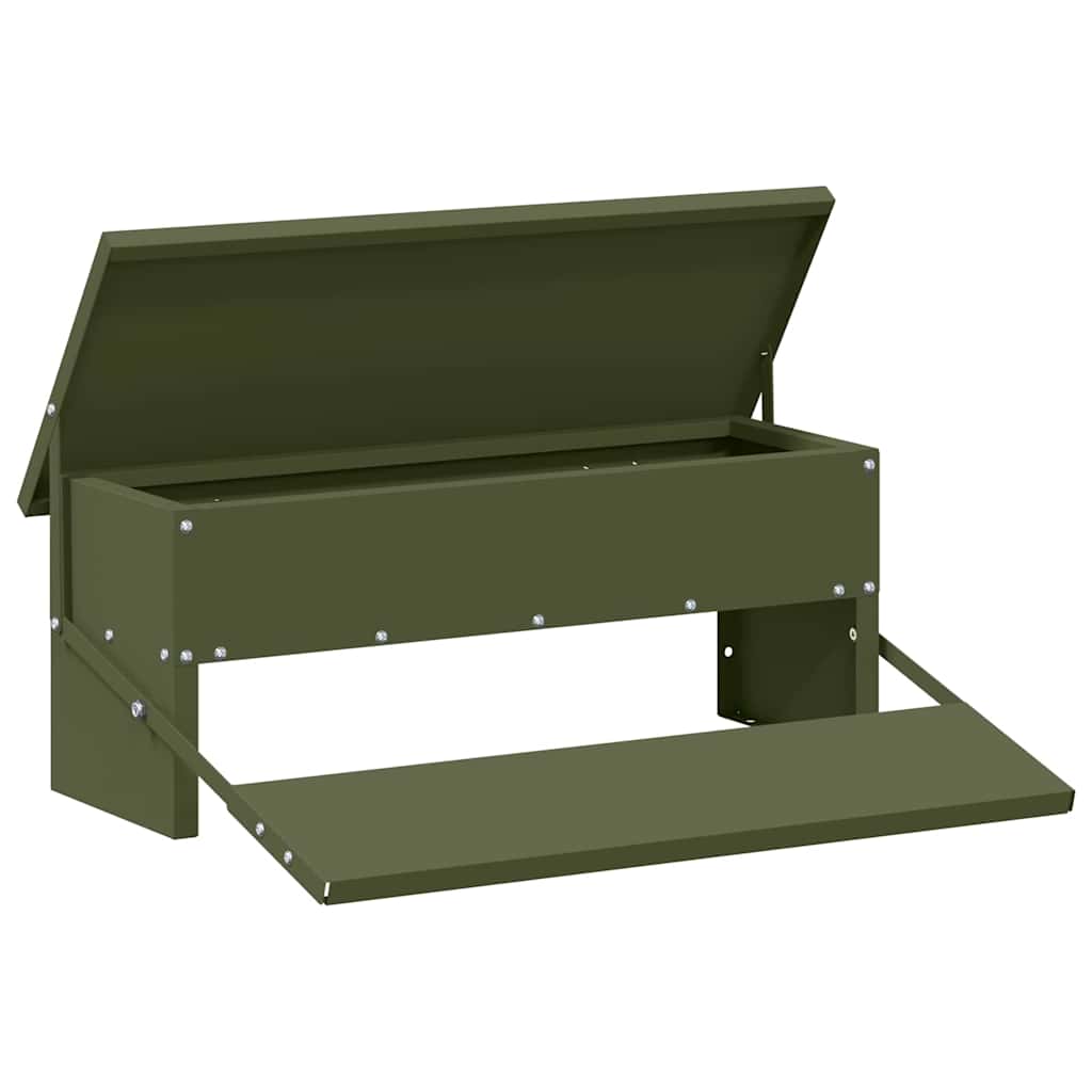 Feeder s nogom za piliće Maslinasto zelena 48,5 x 39,5 x 19 cm