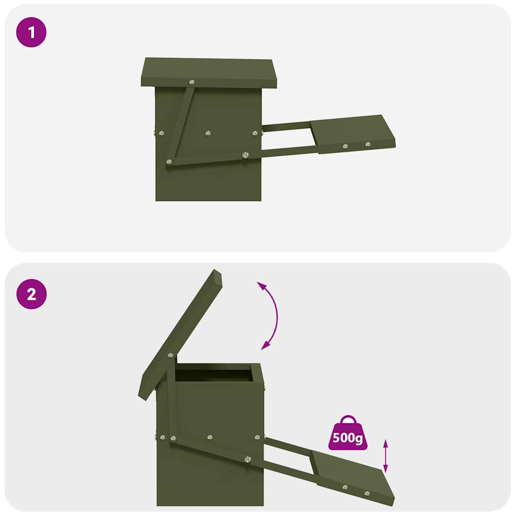 Feeder s nogom za piliće Maslinasto zelena 48,5 x 39,5 x 19 cm