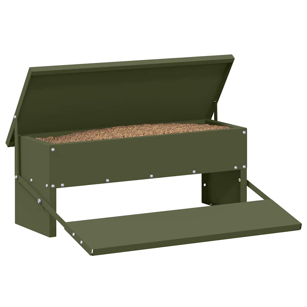 Feeder s nogom za piliće Maslinasto zelena 48,5 x 39,5 x 19 cm