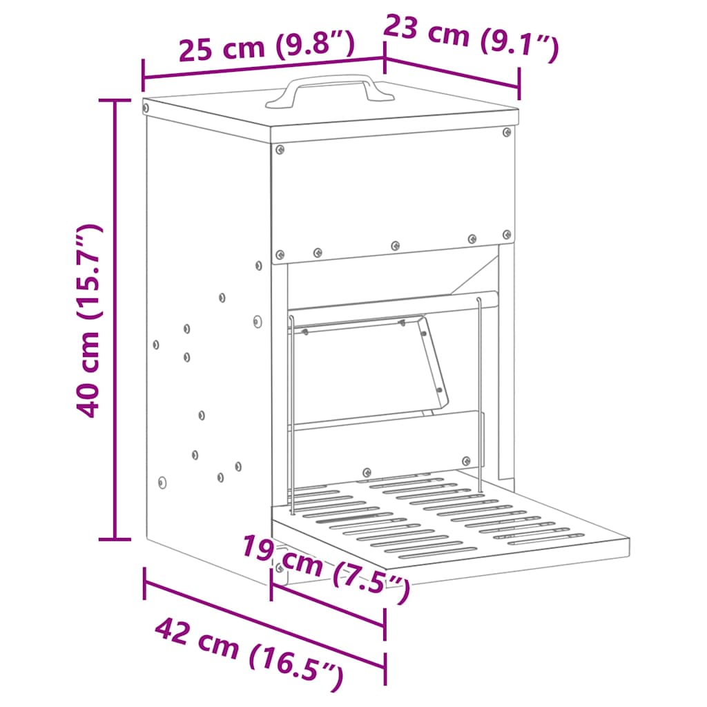 Feeder s nogom za piliće Maslinasto zelena 25 x 42 x 40 cm