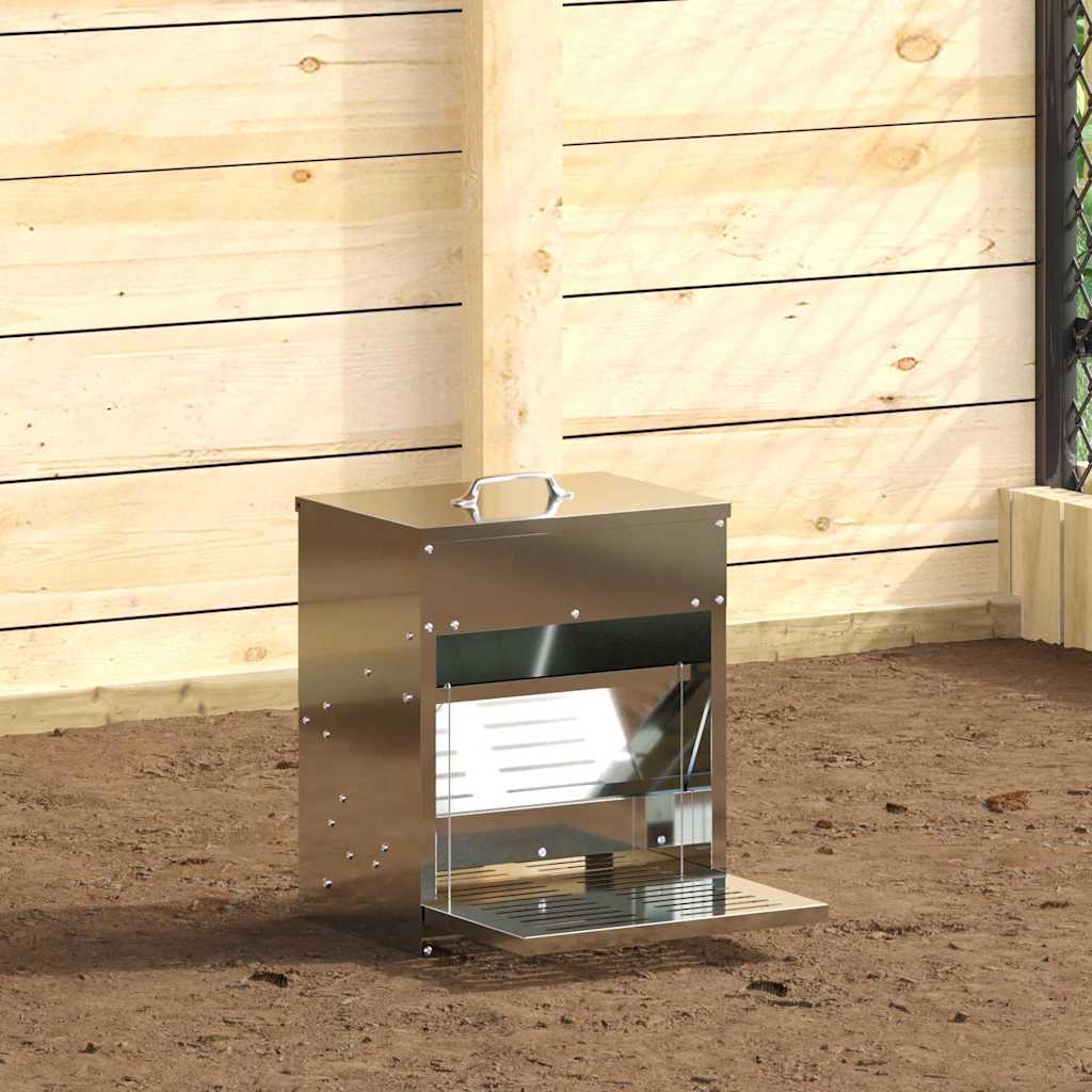 Feeder s nogom za piliće Srebrno 33 x 42 x 40 cm Cinkani čelik