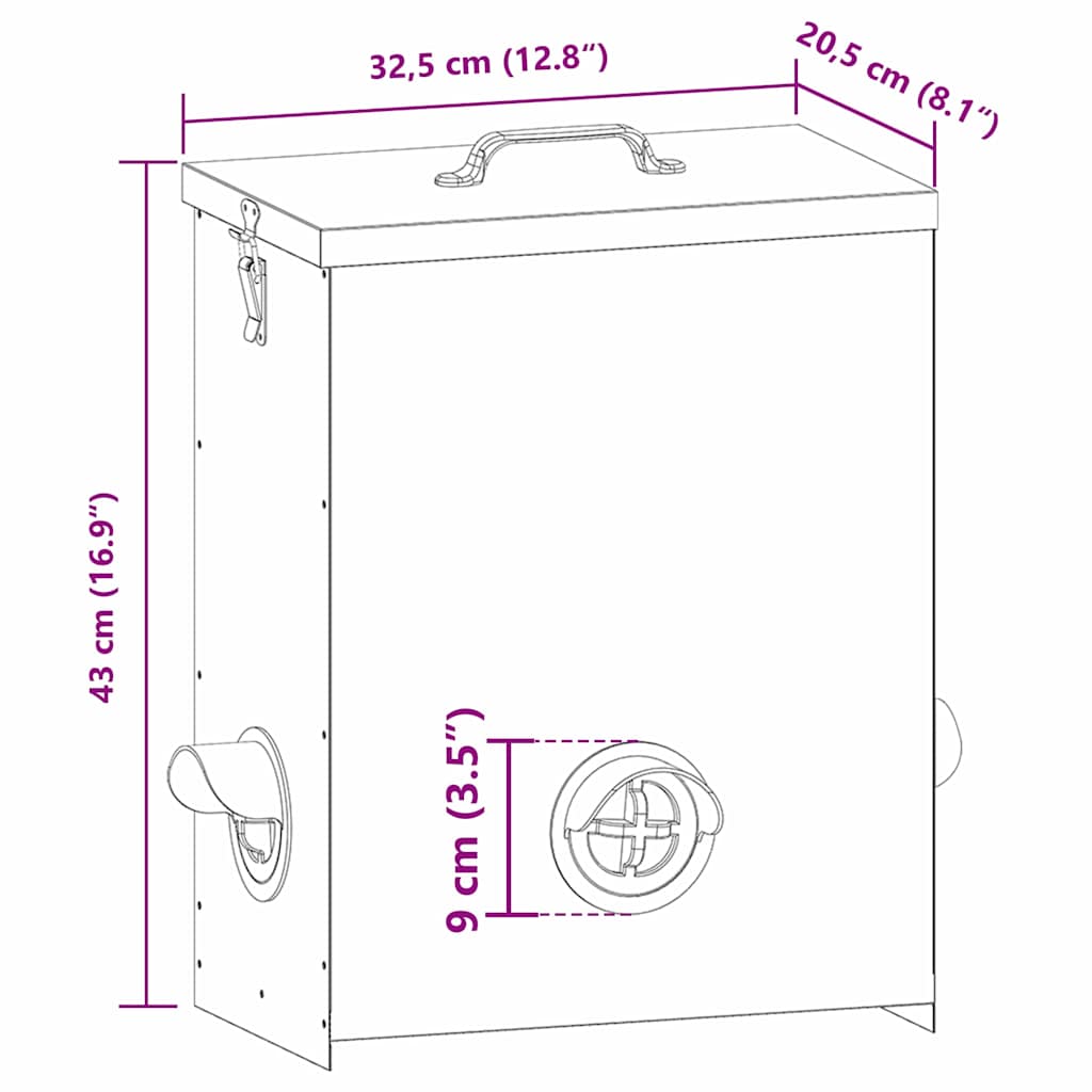 Hranilica za piliće 2 pcs Crna 32,5 x 20,5 x 43 cm