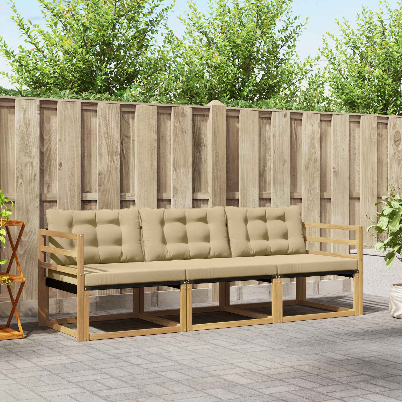 Set vanjskih sofa s jastukom 3 pcs Bijela i bež