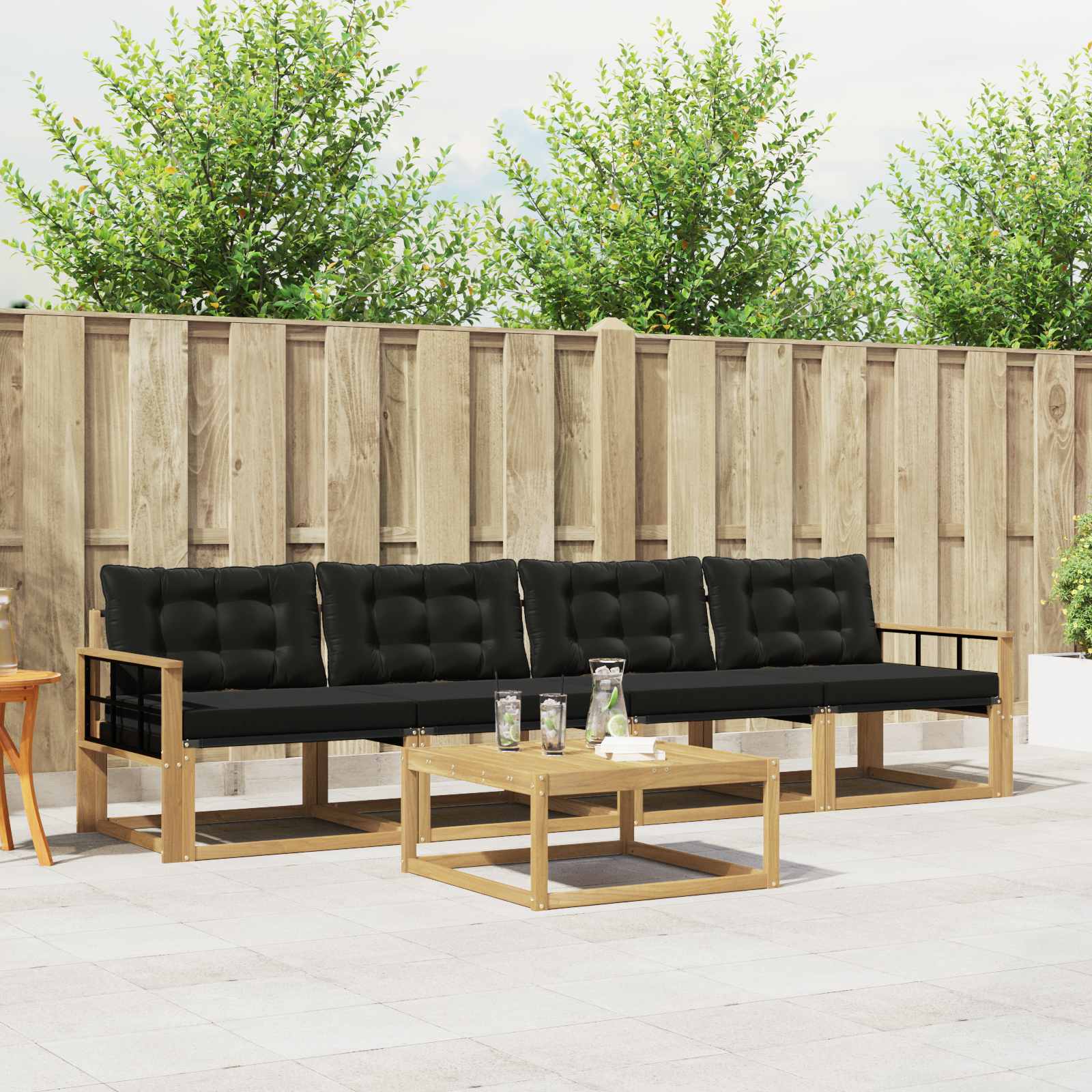 Set vanjskih sofa 5 pcs Bijela i crna 79 x 79 x 37 cm