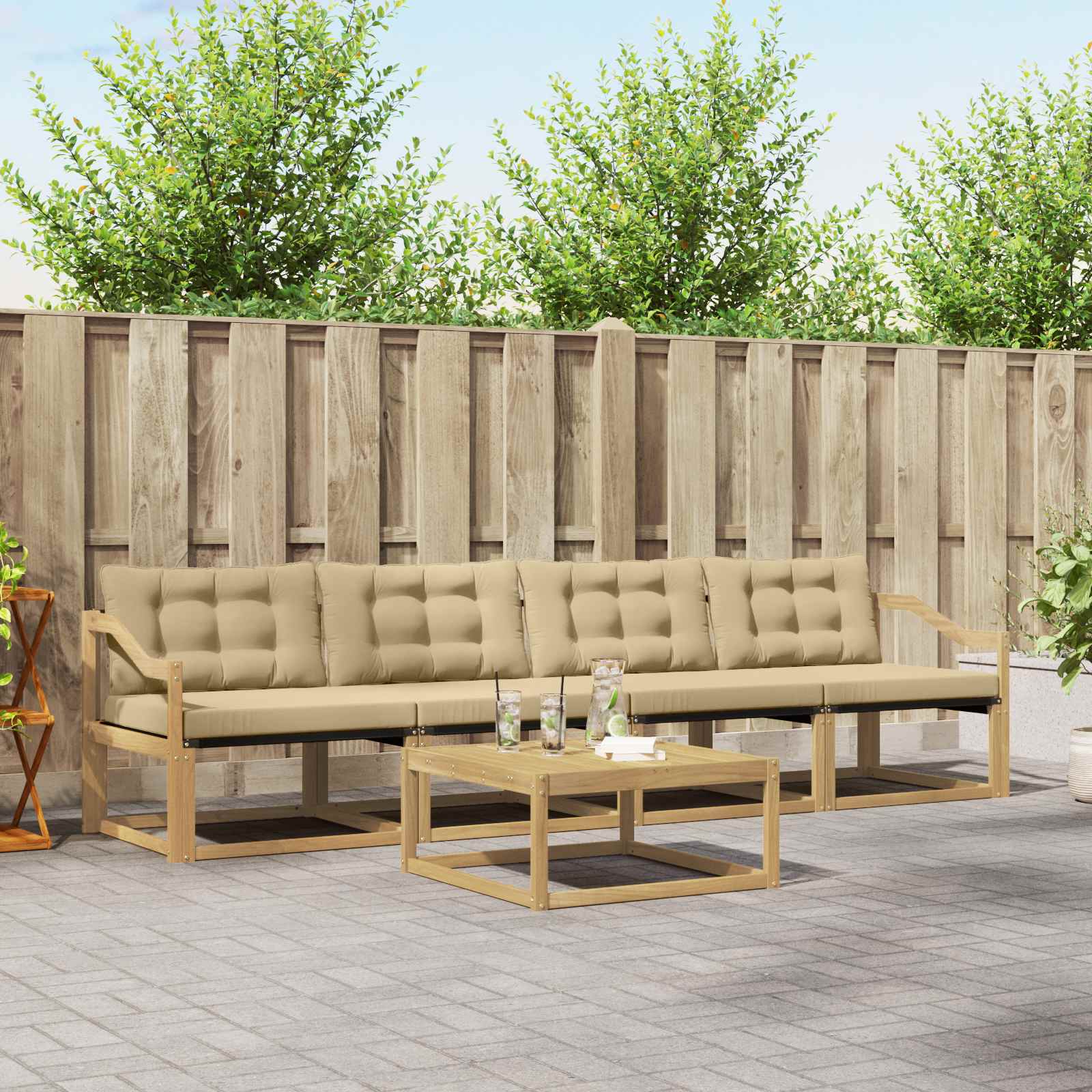 Set vanjskih sofa 5 pcs Bijela i bež 79 x 79 x 37 cm