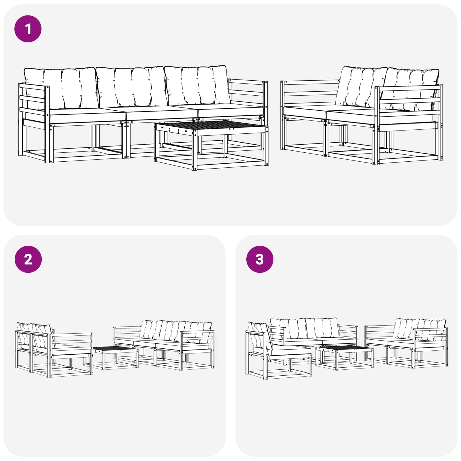 Set vanjskih sofa 6 pcs Bijela i krem 79 x 79 x 37 cm
