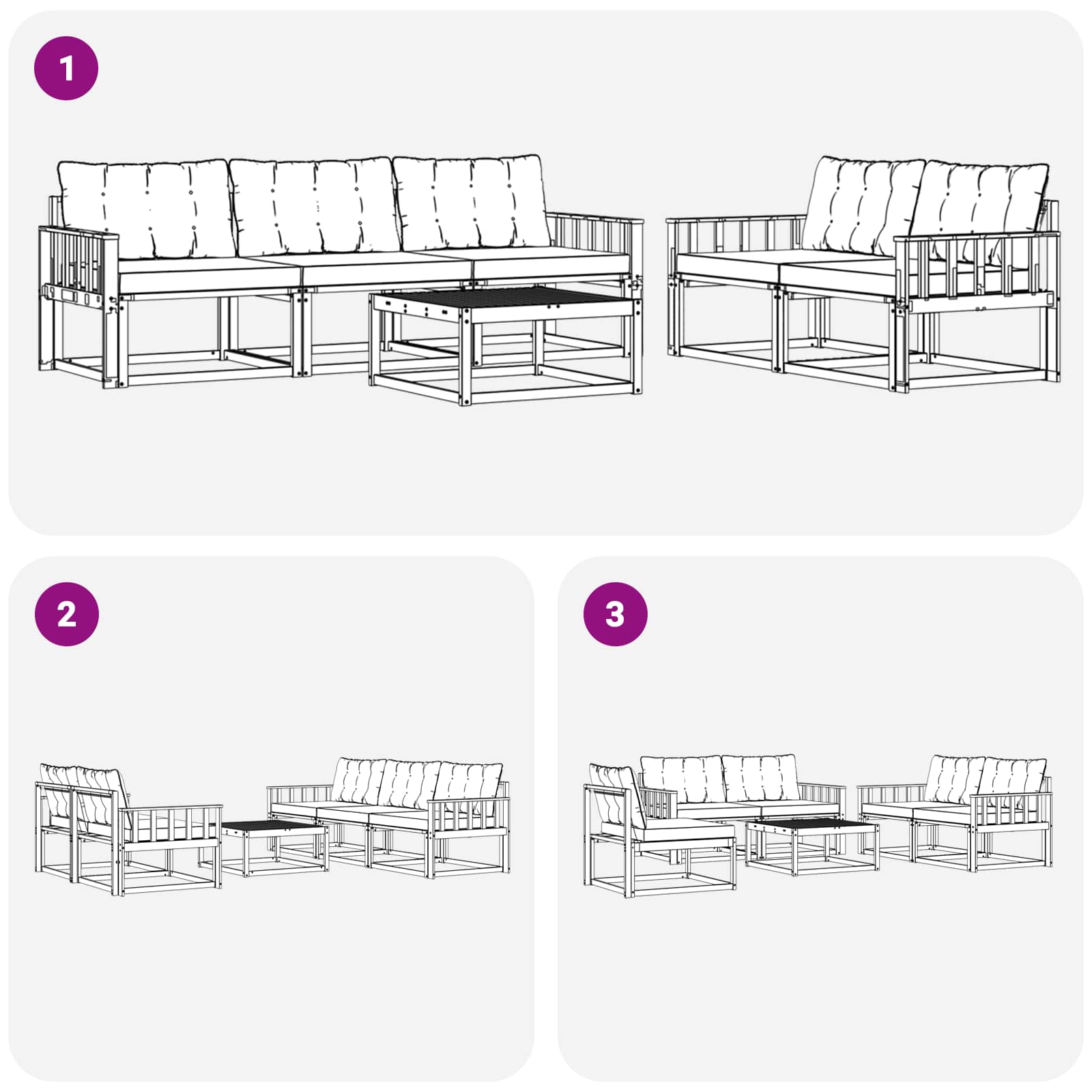 Set vanjskih sofa 6 pcs Bijela i svjetlosiva 79 x 79 x 37 cm