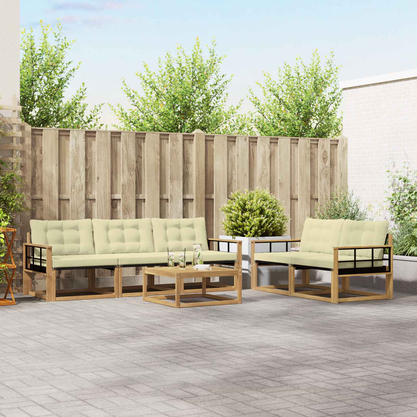 Set vanjskih sofa 6 pcs Bijela i krem 79 x 79 x 37 cm