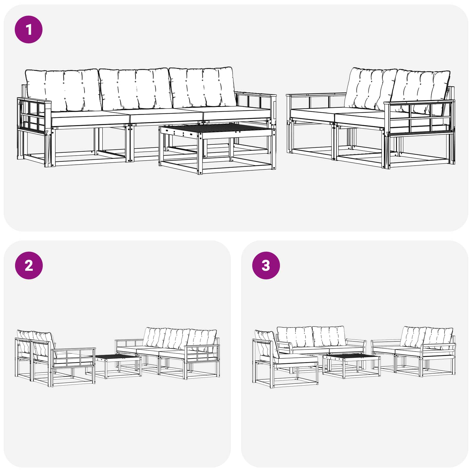 Set vanjskih sofa 6 pcs Bijela i krem 79 x 79 x 37 cm