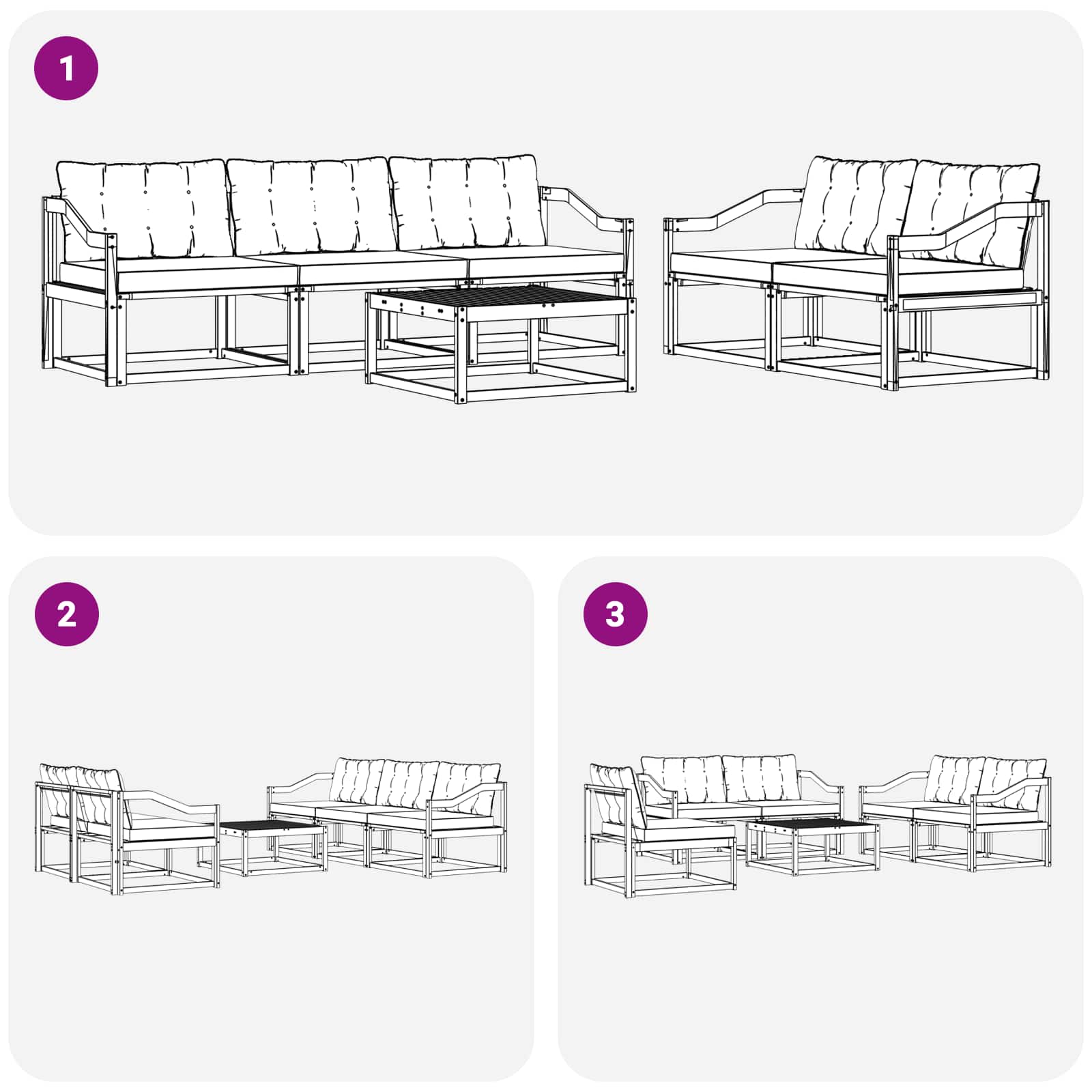 Set vanjskih sofa 6 pcs Bijela i svjetlosiva 79 x 79 x 37 cm