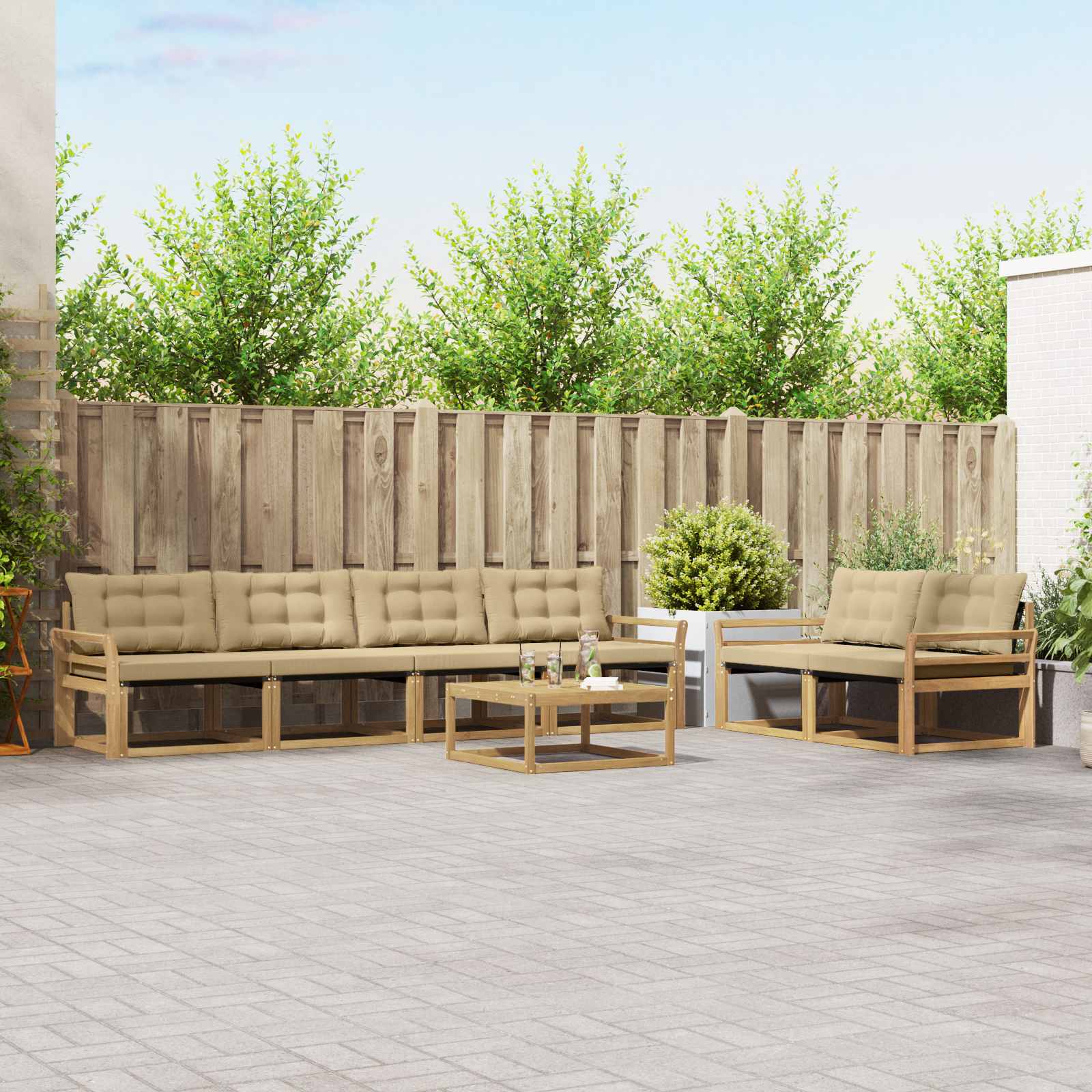 Set vanjskih sofa 7 pcs Bijela i bež