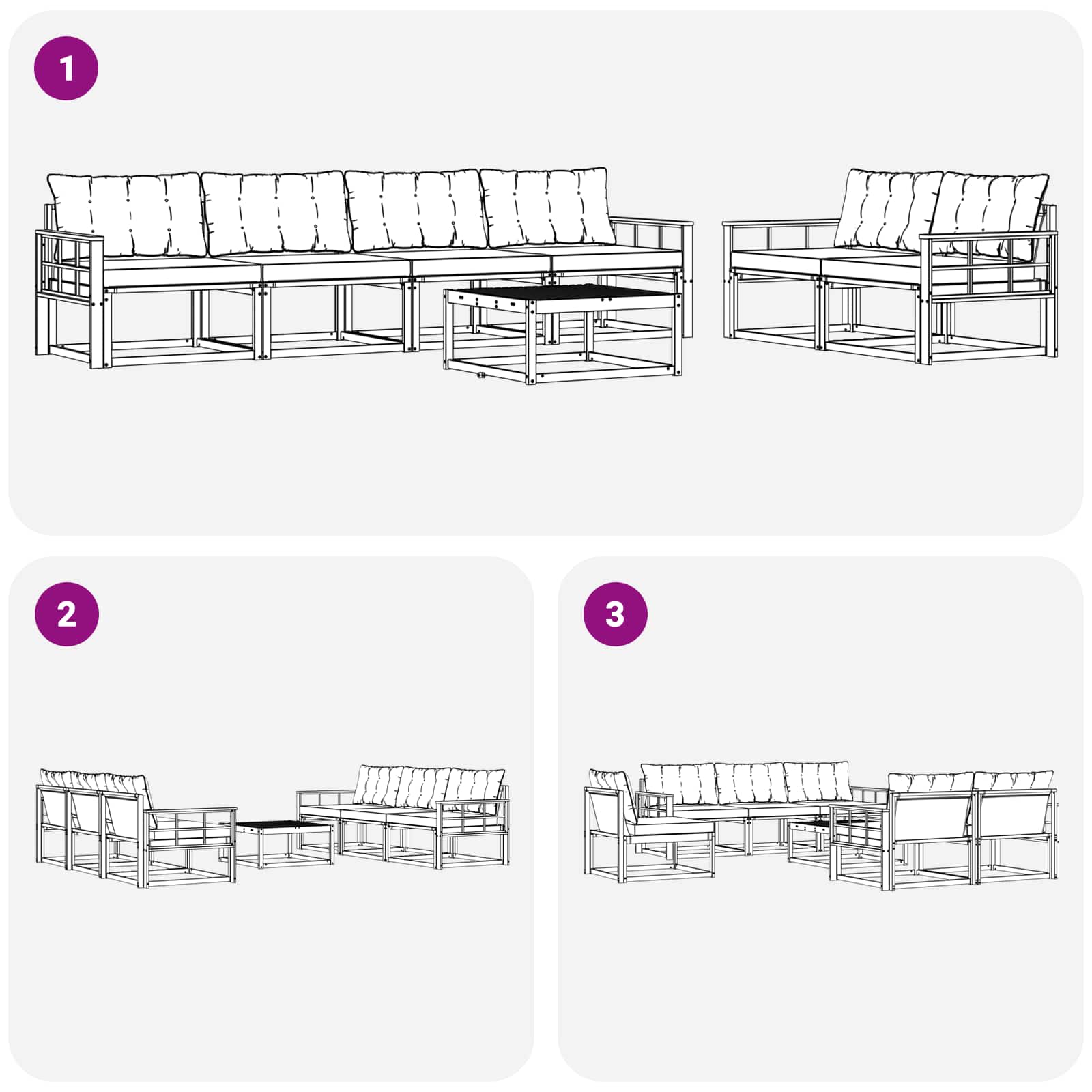 Set vanjskih sofa 7 pcs Bijela i crna 79 x 79 x 37 cm