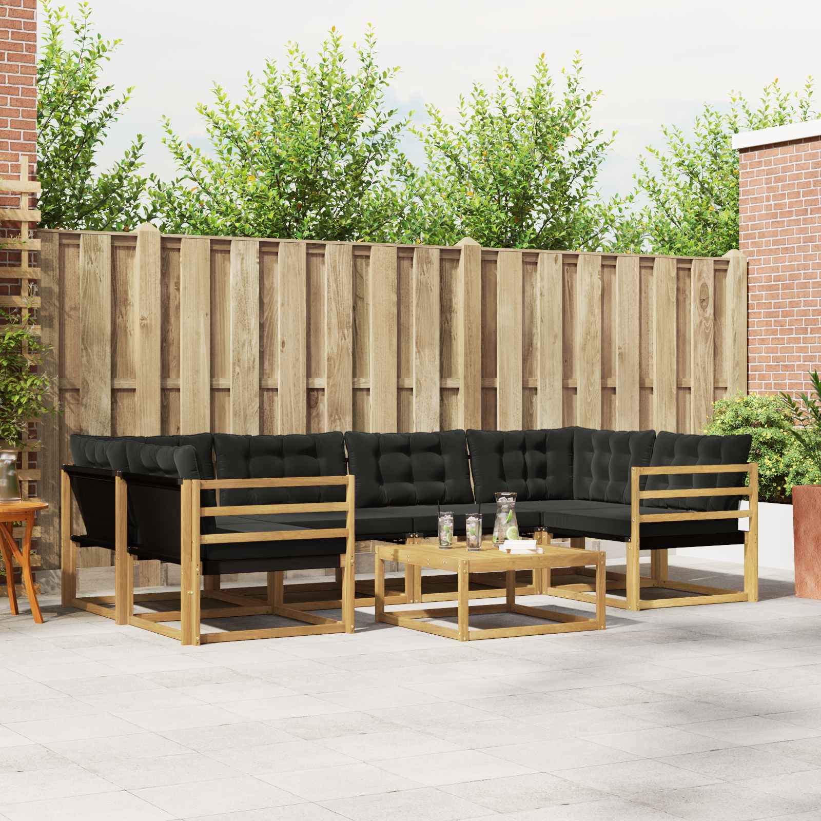 Set vanjskih sofa 7 pcs Bijela i crna 79 x 79 x 37 cm