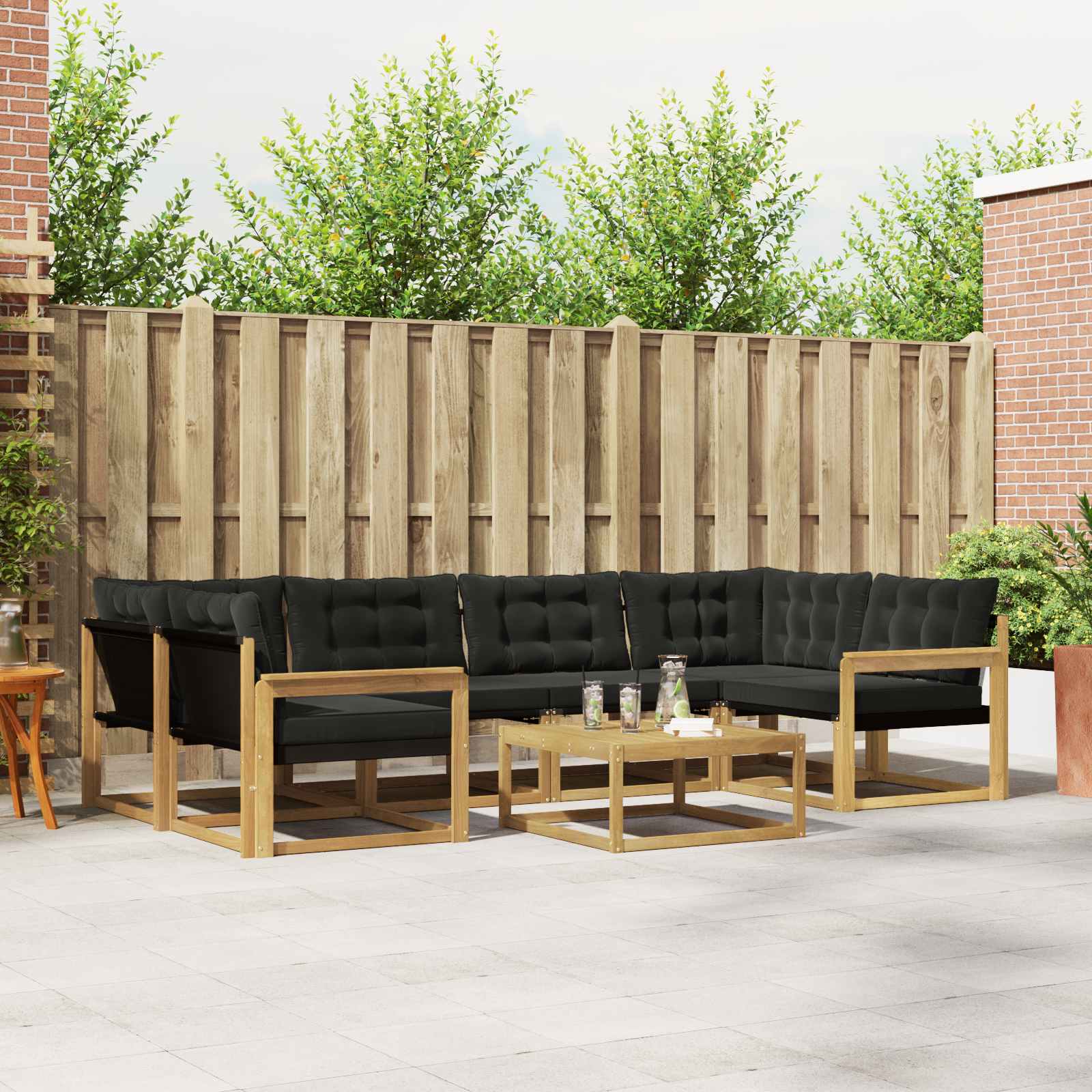 Set vanjskih sofa 7 pcs Bijela i crna 79 x 79 x 37 cm