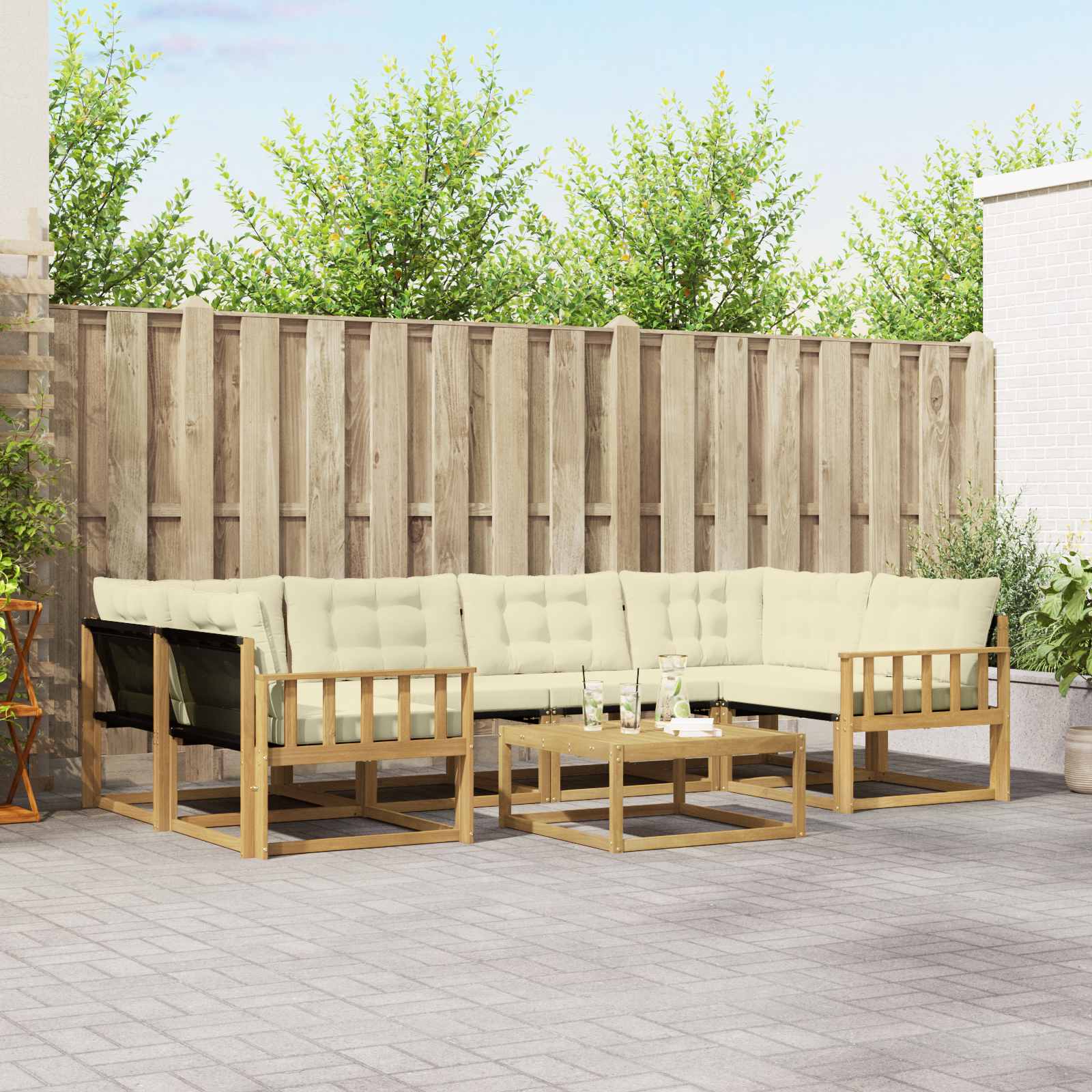 Set vanjskih sofa 7 pcs Bijela i krem 79 x 79 x 37 cm