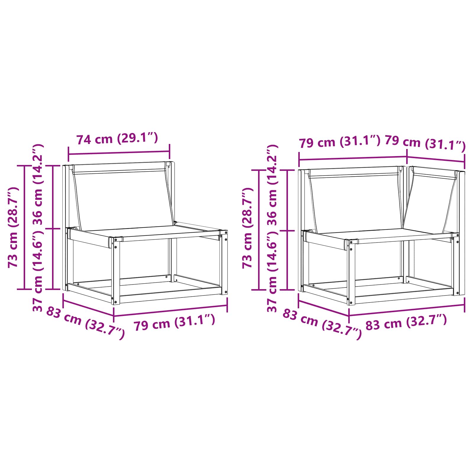 Set vanjskih sofa 7 pcs Bijela i krem 79 x 79 x 37 cm
