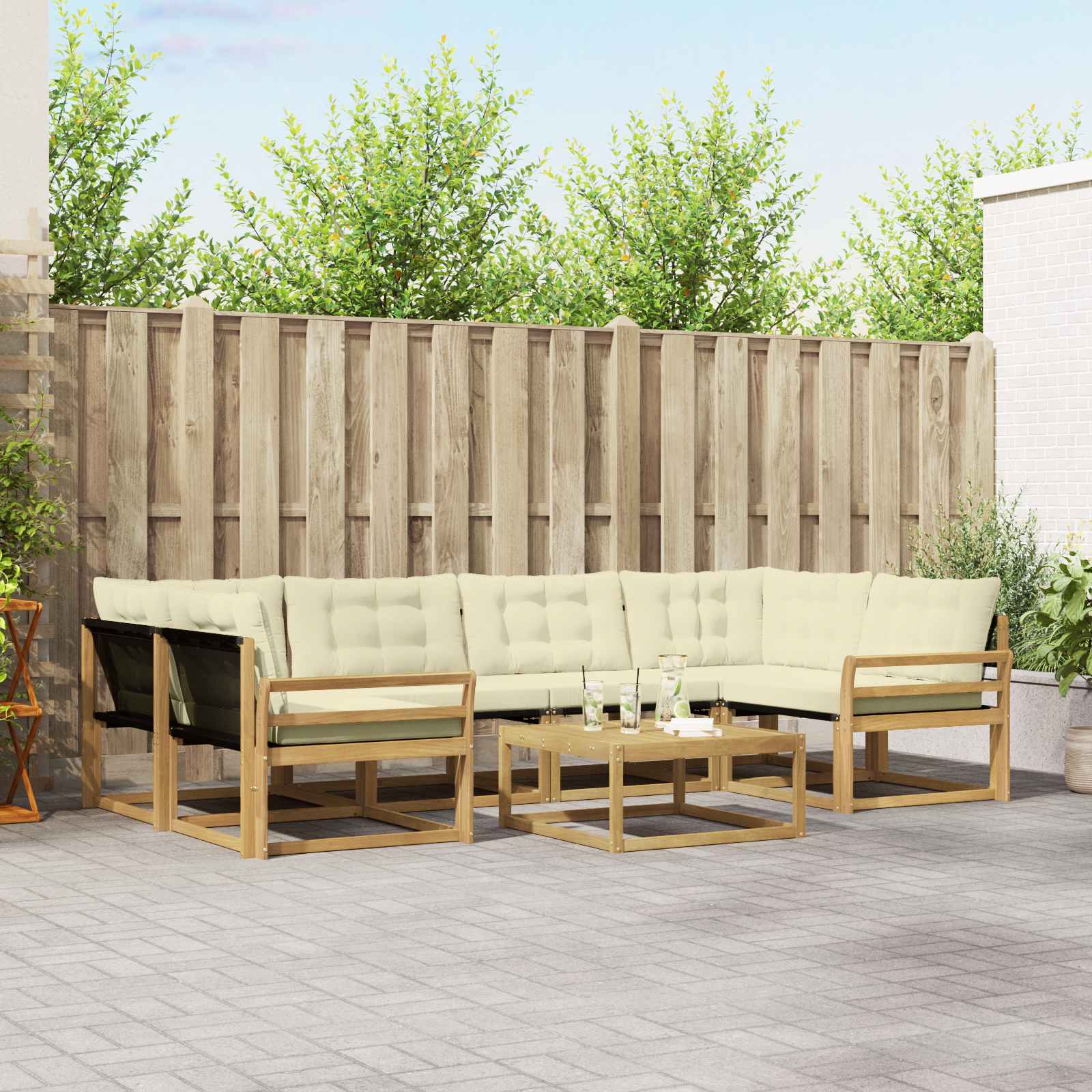 Set vanjskih sofa 7 pcs Bijela i krem 79 x 79 x 37 cm