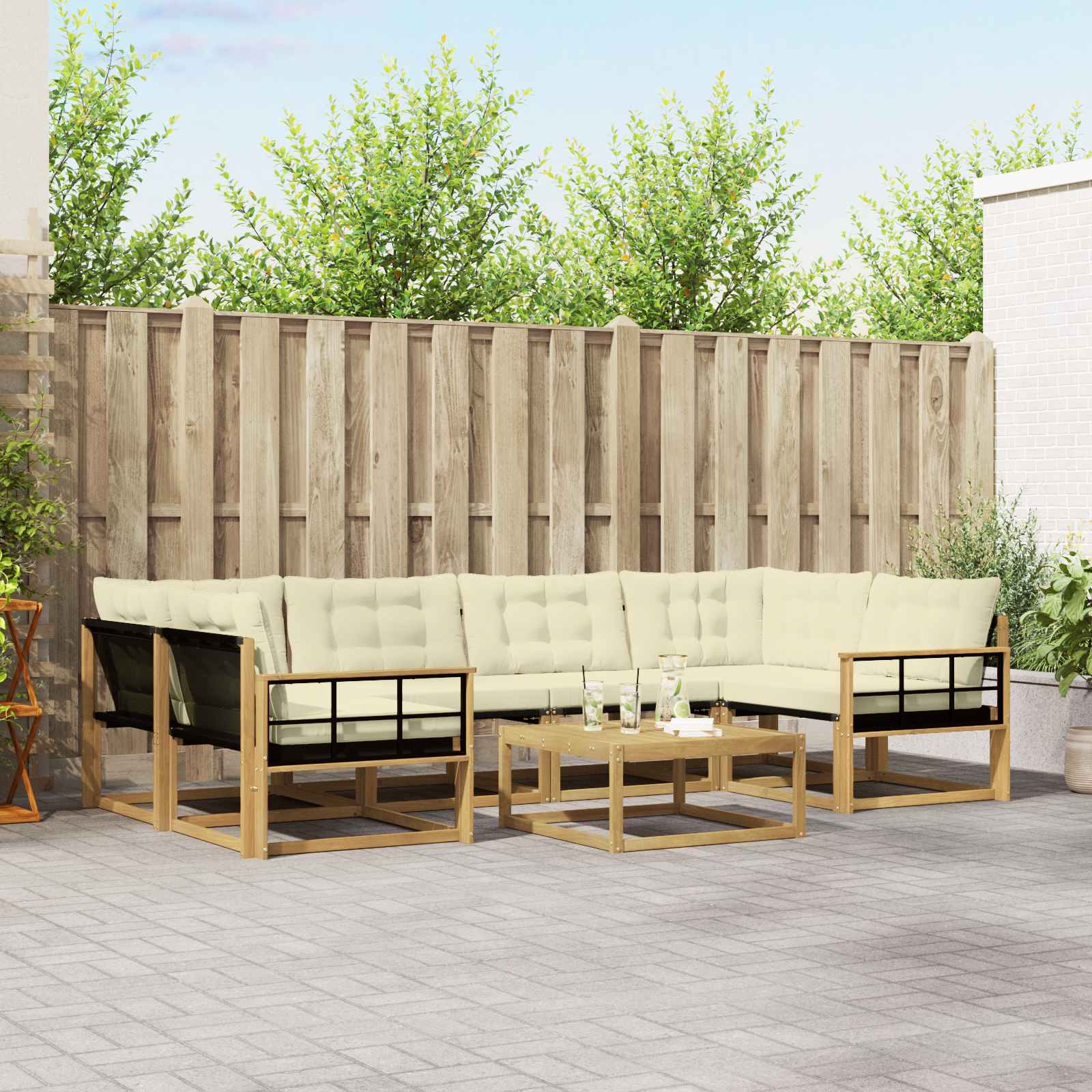 Set vanjskih sofa 7 pcs Bijela i krem 79 x 79 x 37 cm