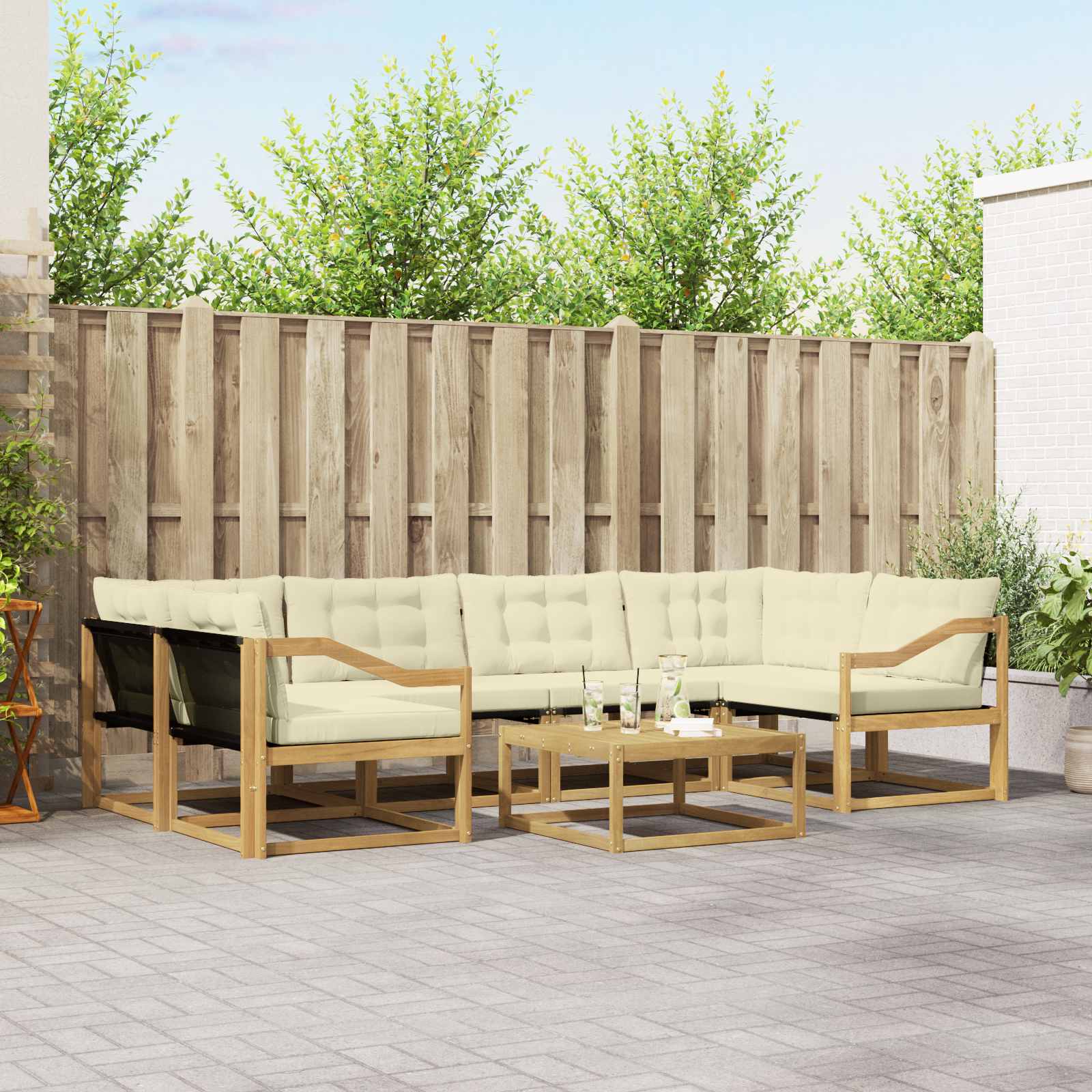 Set vanjskih sofa 7 pcs Bijela i krem 79 x 79 x 37 cm