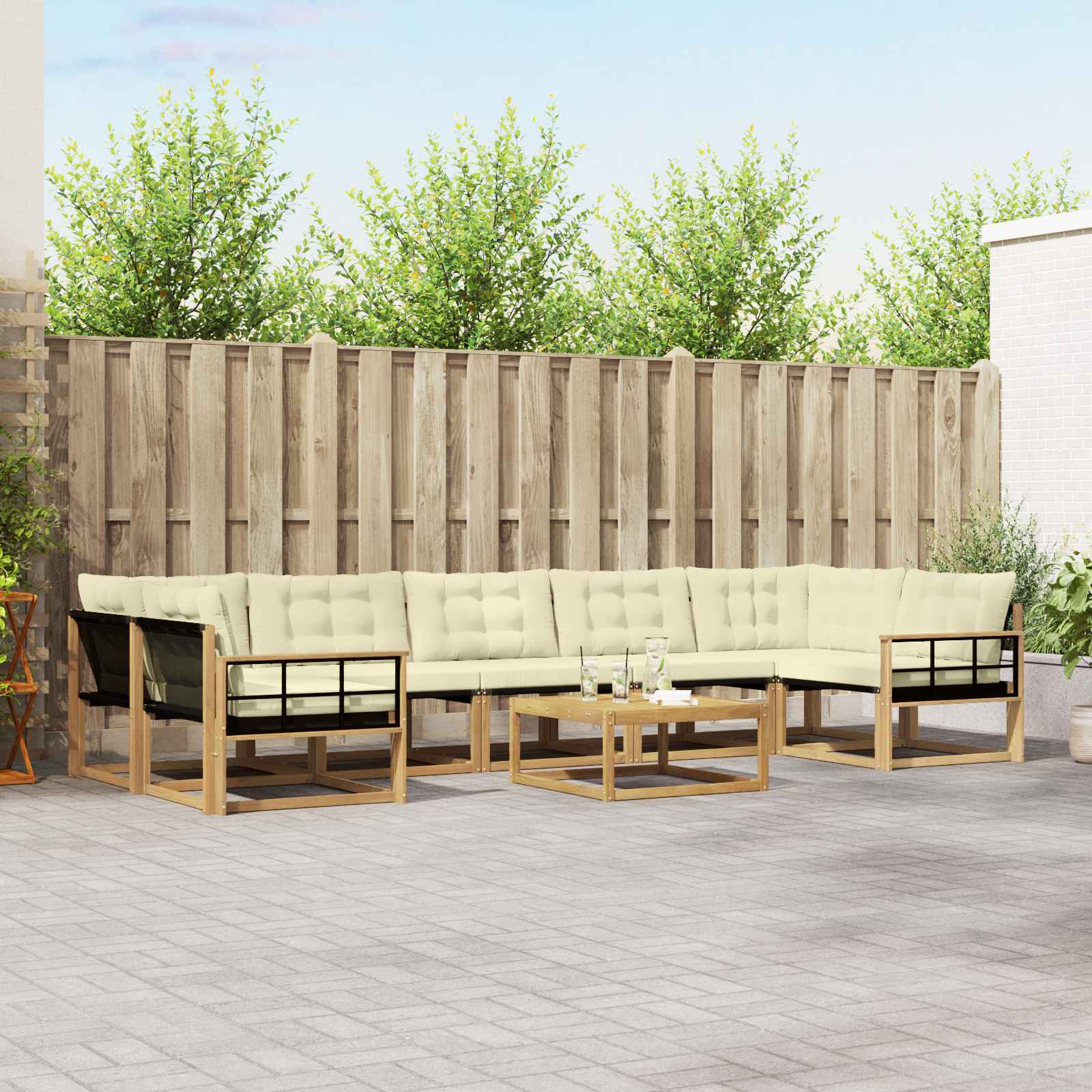 Set vanjskih sofa 8 pcs Bijela i krem 79 x 79 x 37 cm