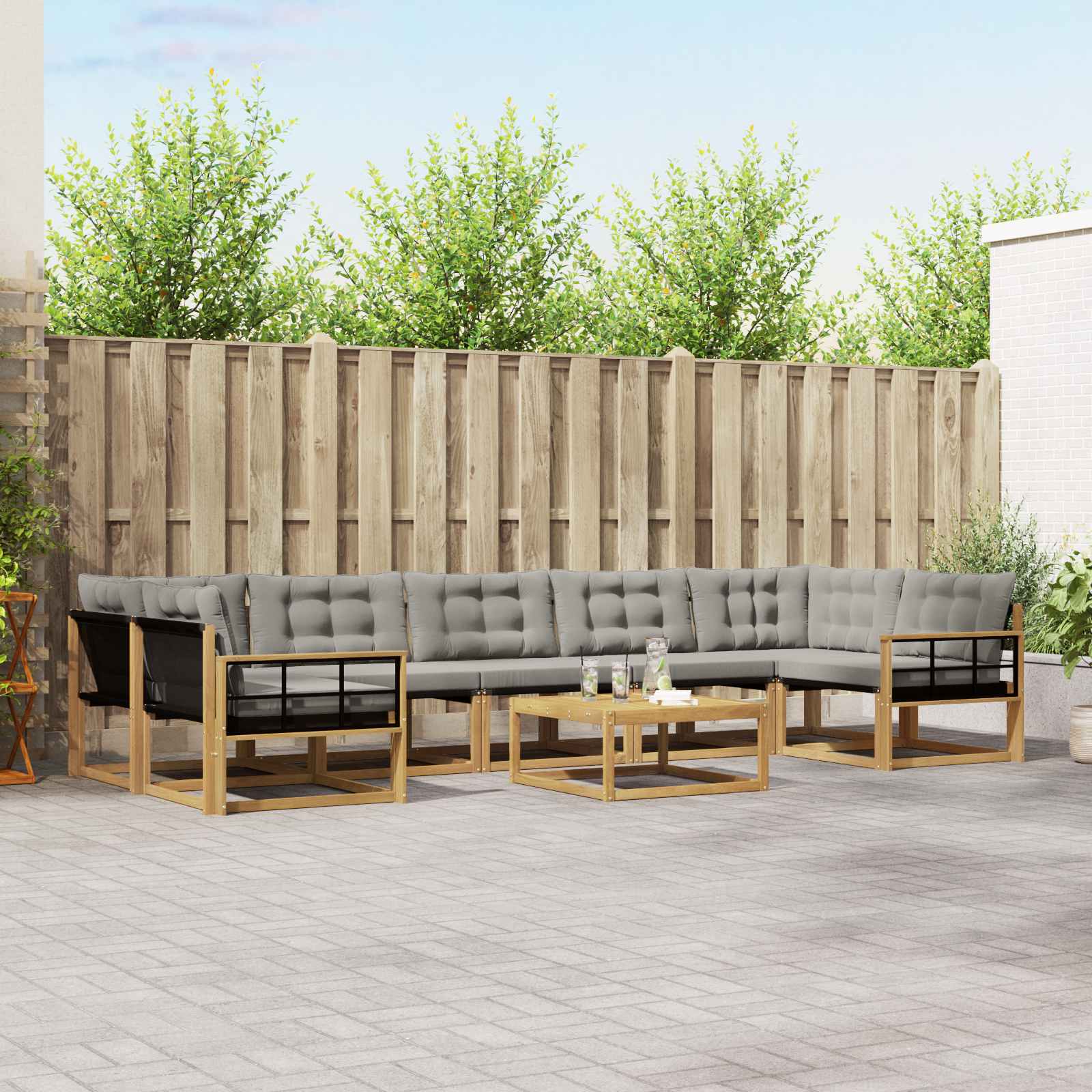 Set vanjskih sofa 8 pcs Bijela i svjetlosiva