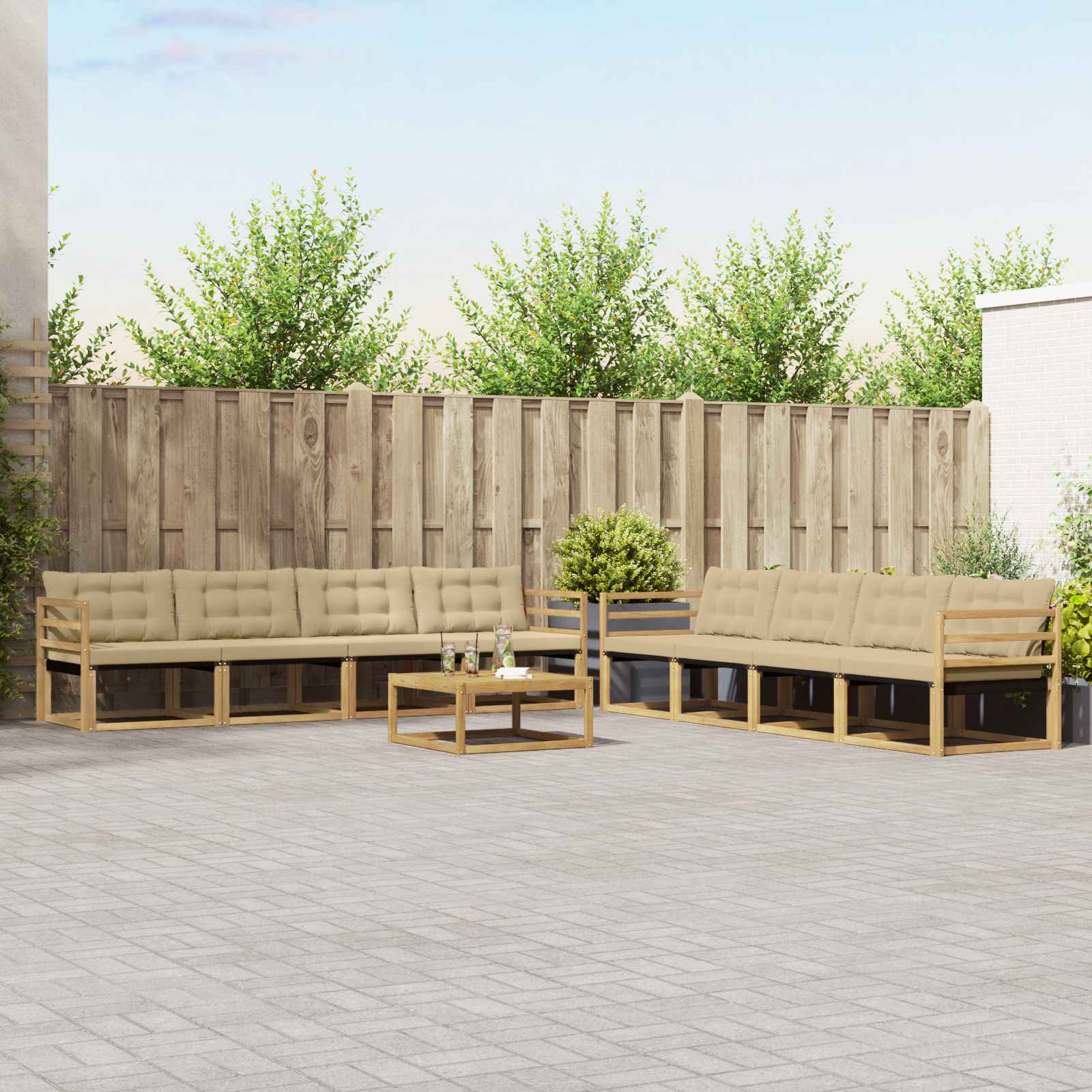 Set vanjskih sofa 9 pcs Bijela i bež 79 x 79 x 37 cm
