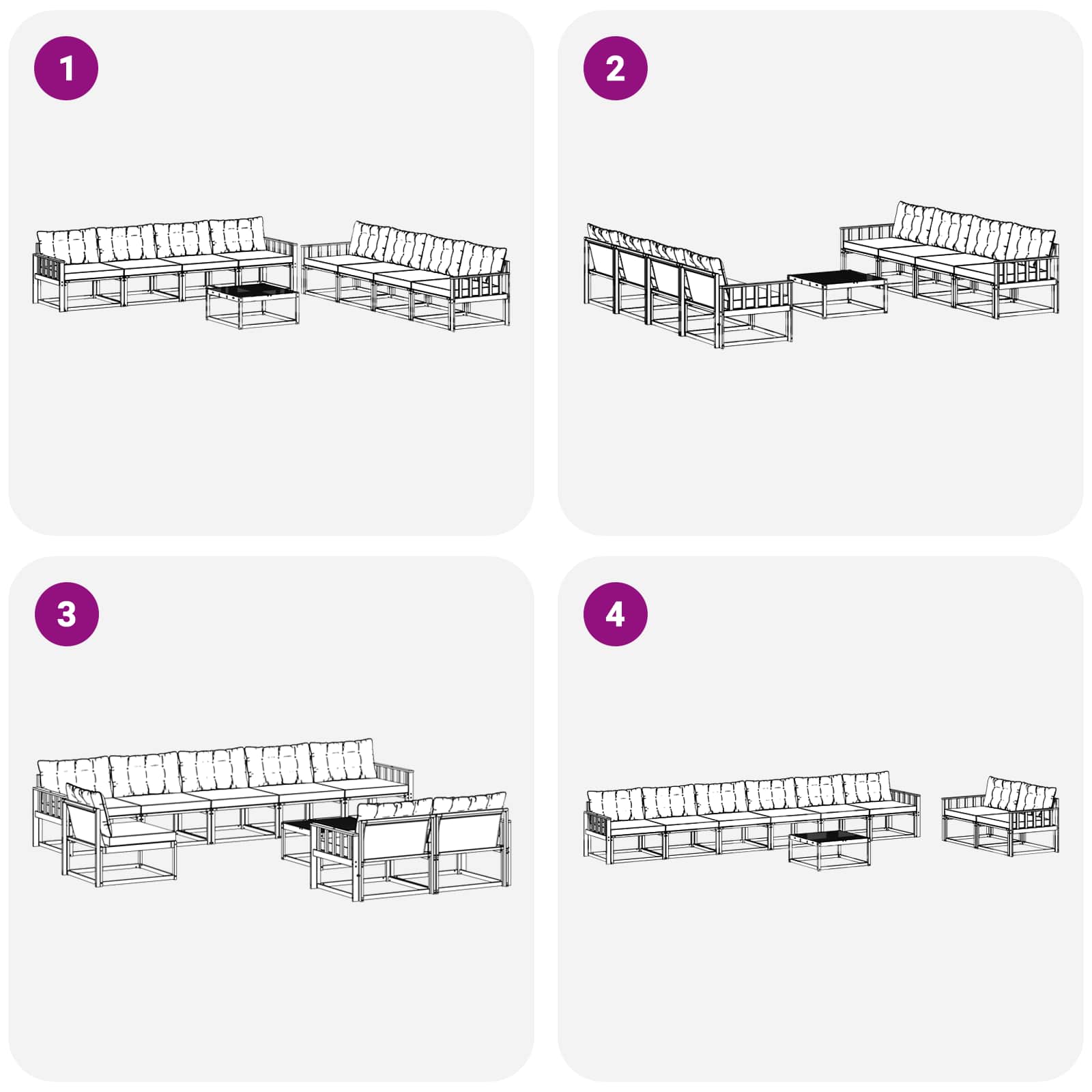 Set vanjskih sofa 9 pcs Bijela i krem 79 x 79 x 37 cm
