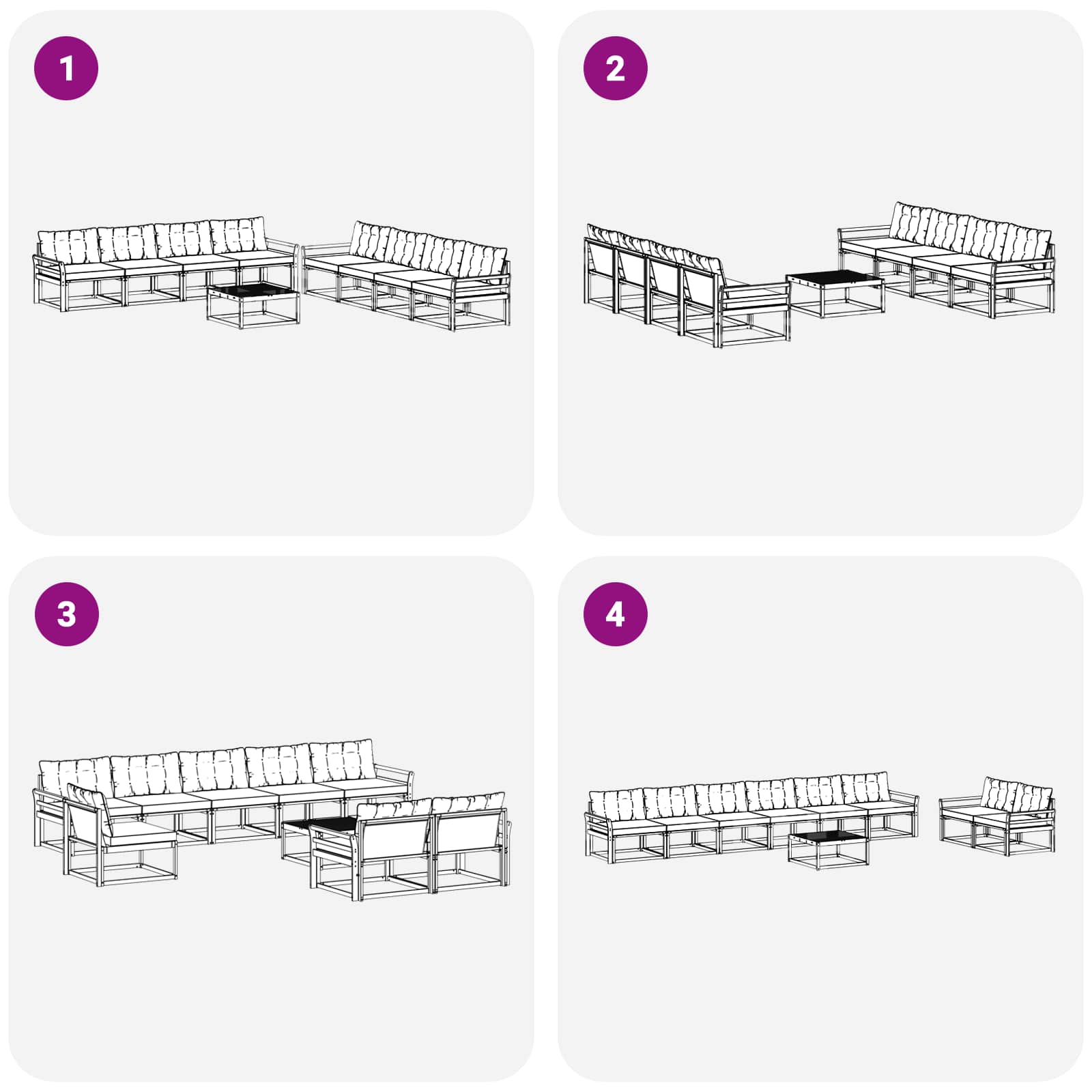 Set vanjskih sofa 9 pcs Bijela i bež 79 x 79 x 37 cm