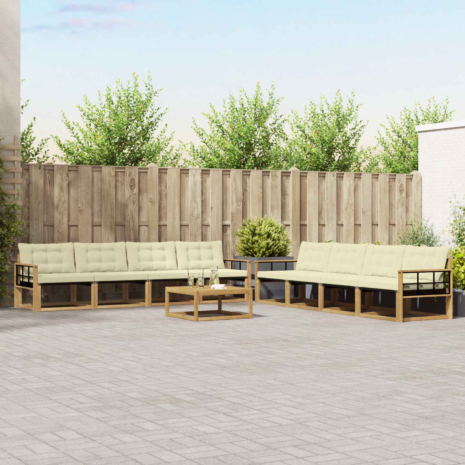 Set vanjskih sofa 9 pcs Bijela i krem 79 x 79 x 37 cm