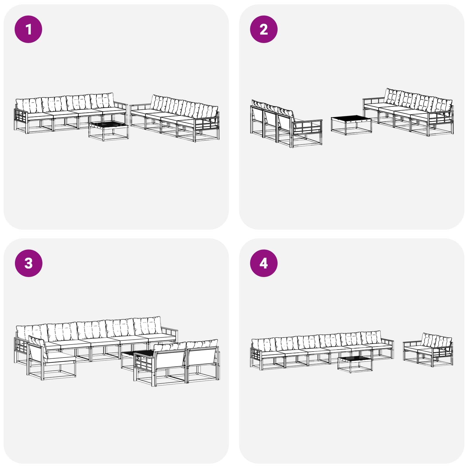 Set vanjskih sofa 9 pcs Bijela i krem 79 x 79 x 37 cm