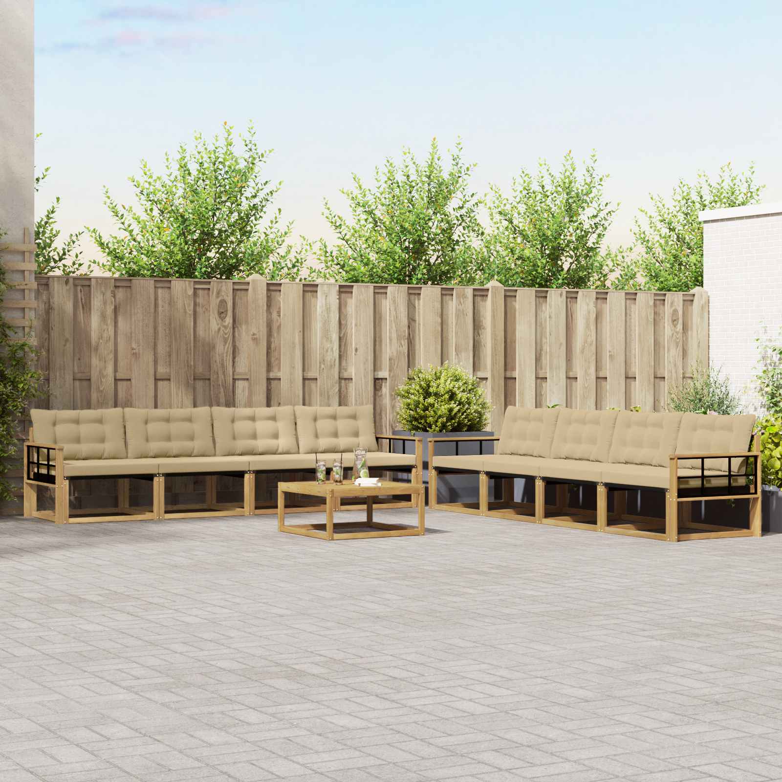 Set vanjskih sofa 9 pcs Bijela i bež 79 x 79 x 37 cm