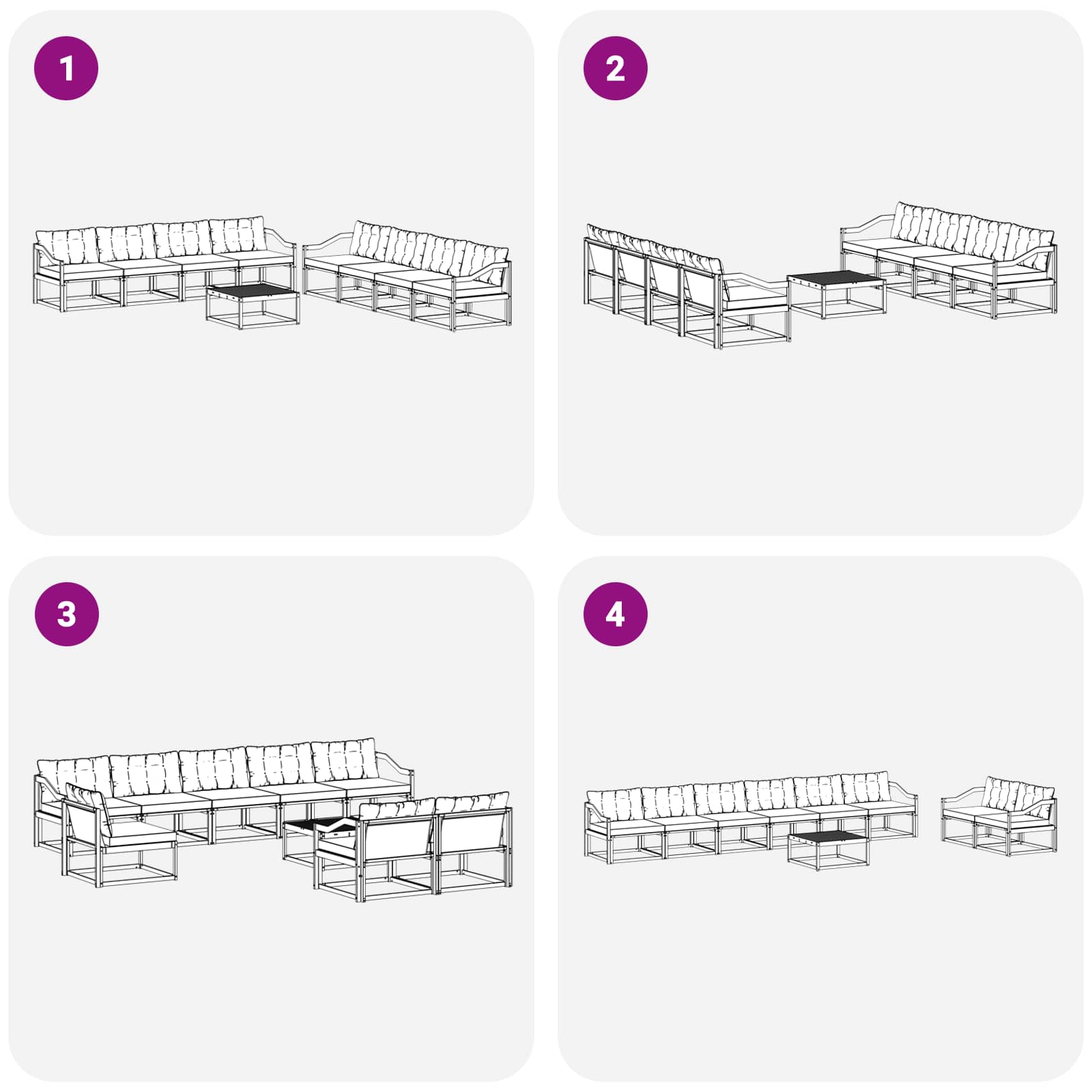 Set vanjskih sofa 9 pcs Bijela i bež 79 x 79 x 37 cm