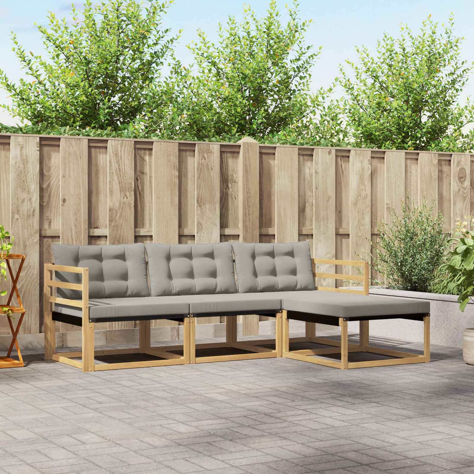 Set vanjskih sofa s jastukom 4 pcs Bijela i svjetlosiva