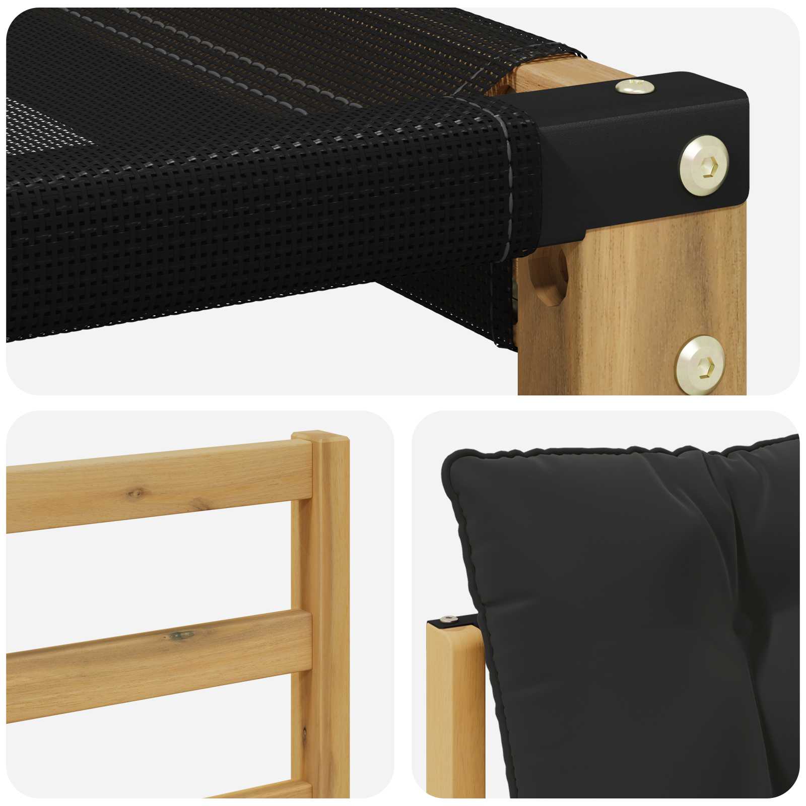 Set vanjskih sofa s jastukom 4 pcs Bijela i crna