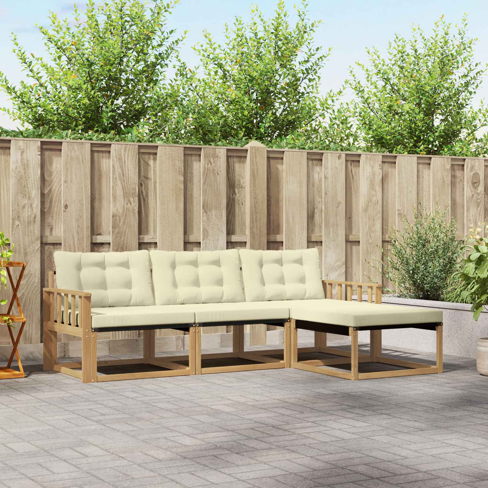 Set vanjskih sofa s jastukom 4 pcs Bijela i krem