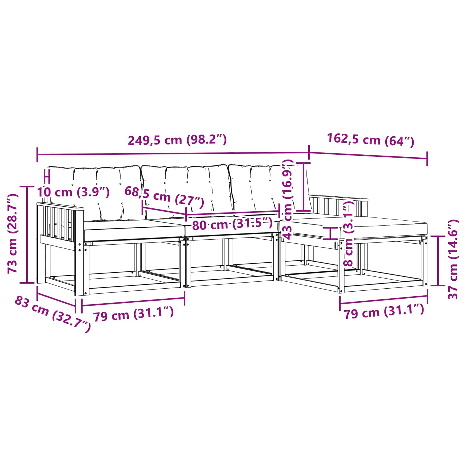 Set vanjskih sofa s jastukom 4 pcs Bijela i krem