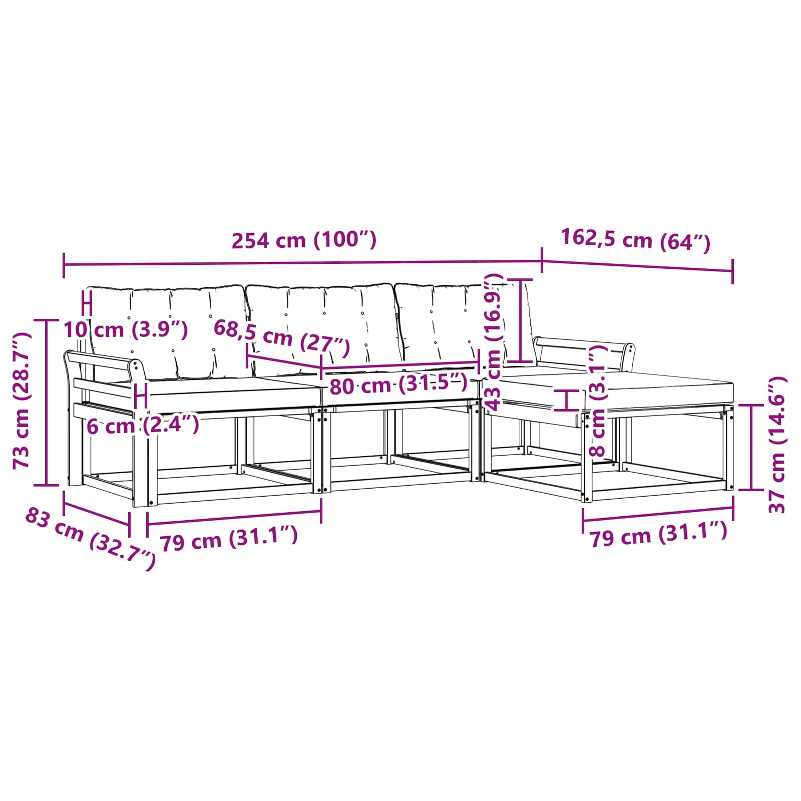Set vanjskih sofa s jastukom 4 pcs Bijela i krem