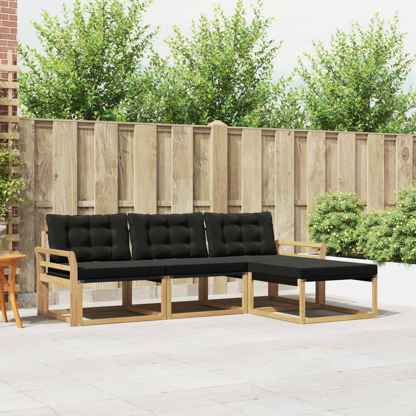 Set vanjskih sofa s jastukom 4 pcs Bijela i crna