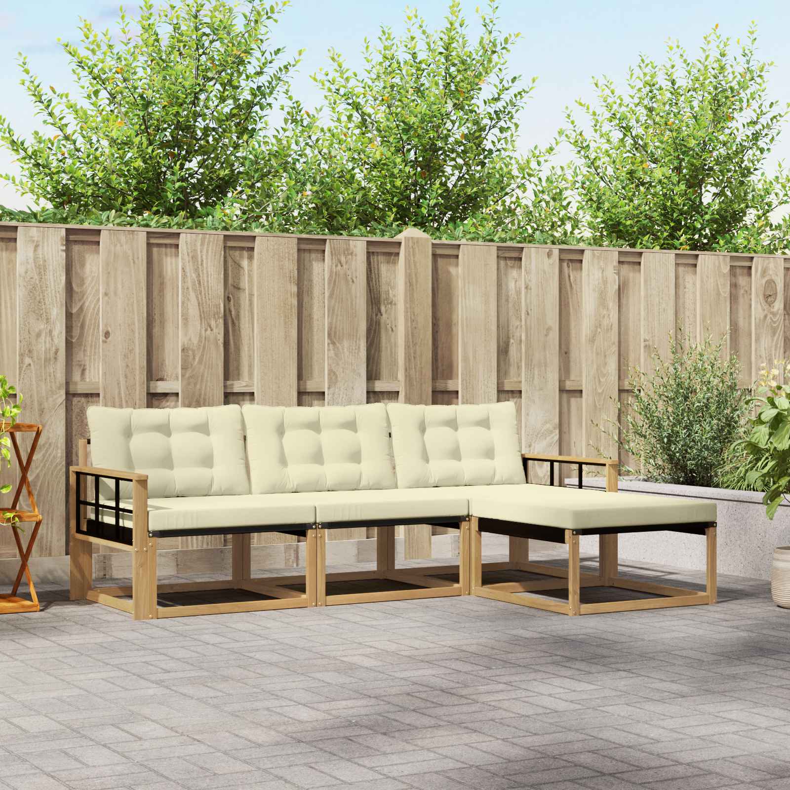 Set vanjskih sofa s jastukom 4 pcs Bijela i krem