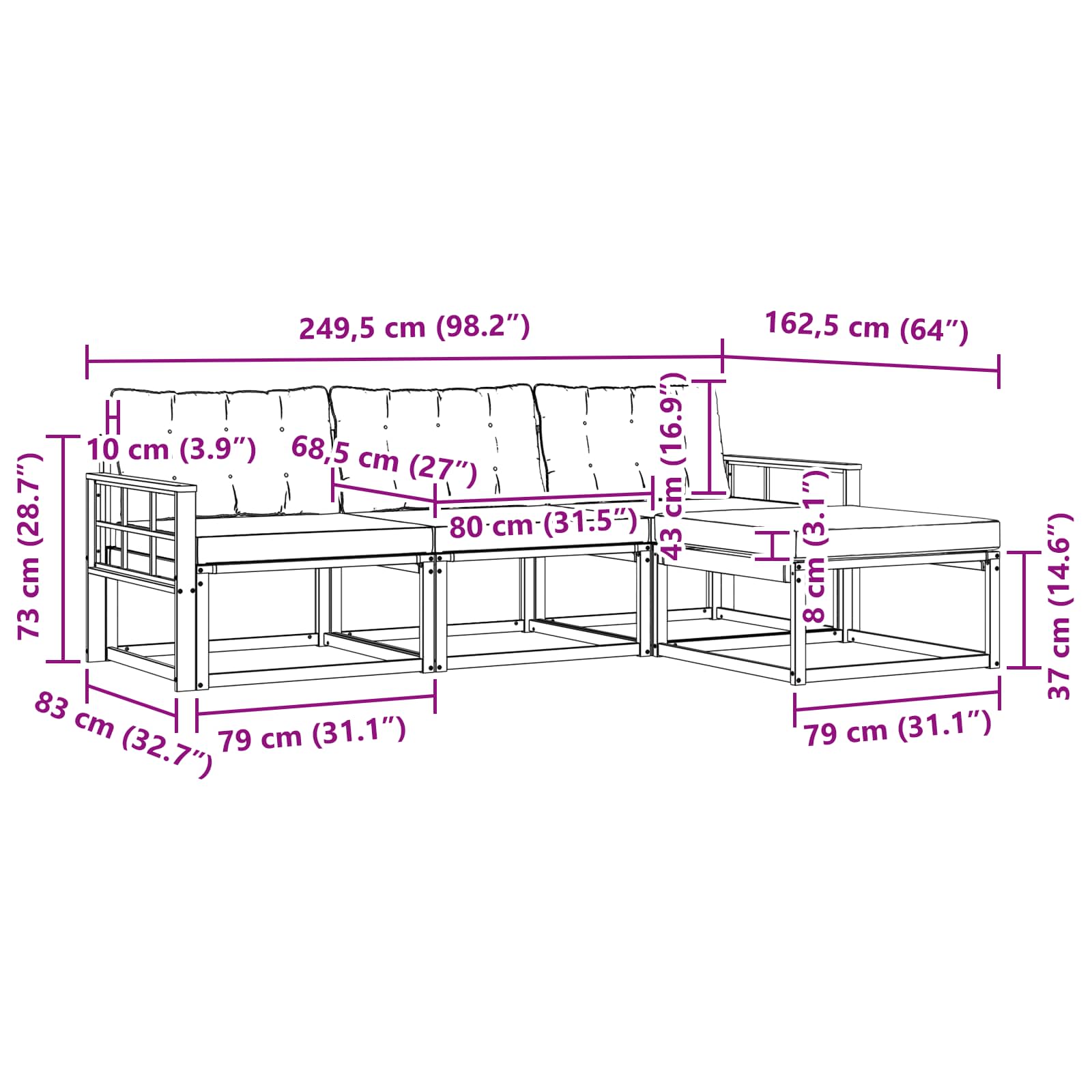 Set vanjskih sofa s jastukom 4 pcs Bijela i krem