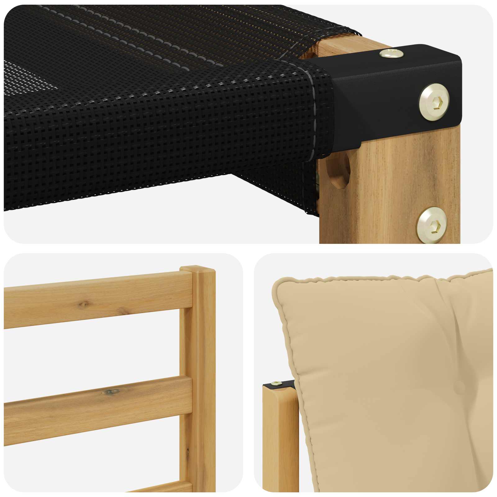 Set vanjskih sofa s jastukom 5 pcs Bijela i bež