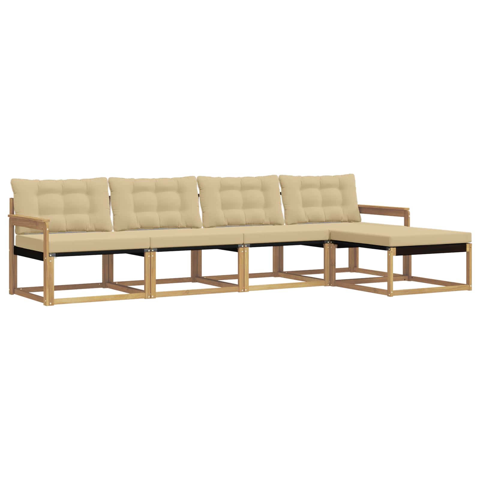 Set vanjskih sofa s jastukom 5 pcs Bijela i bež