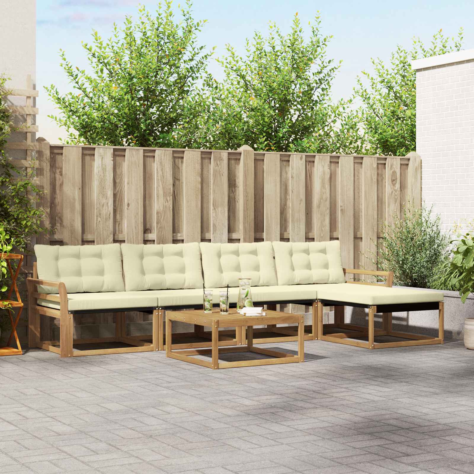 Set vanjskih sofa 6 pcs Bijela i krem 79 x 79 x 37 cm